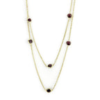 VacationGrabs garnet CZ fashion necklace with gold chain and decorative stones