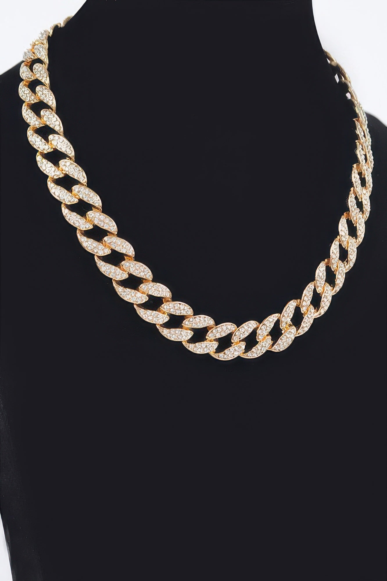 Men's fashion hammered chain necklace with gold tone and crystal embellishments by VacationGrabs