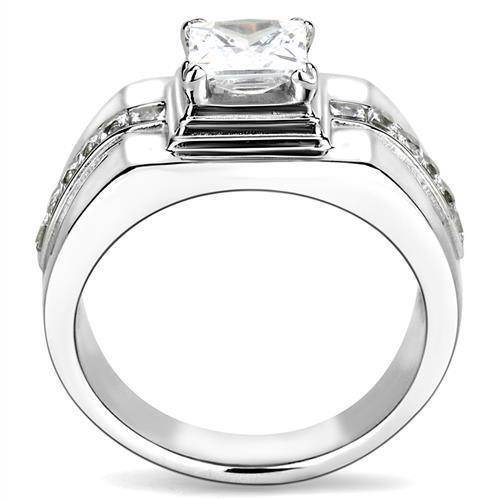 Sleek Men's Fashion Jewelry for Men Ring with a Large Center Stone and Detailed Band