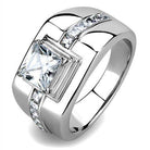 Stylish men's ring featuring a large square stone and accent diamonds, perfect fashion jewelry for men