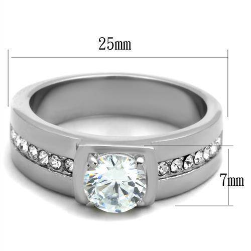 Men's silver fashion jewelry for vacations featuring a large center stone and sparkling accent details