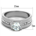 Men's silver fashion jewelry for vacations featuring a large center stone and sparkling accent details