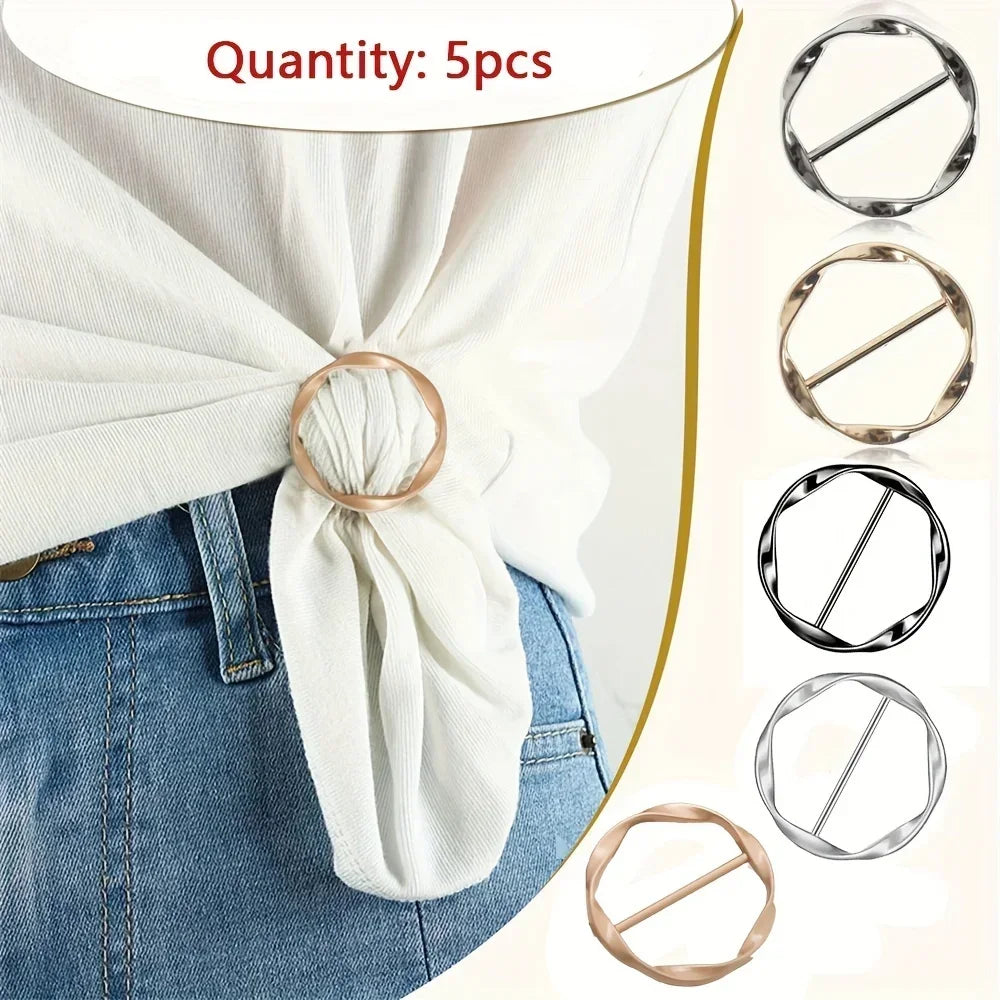 Fashion metal clothing ring buckle set in gold and silver, perfect for stylish outfits