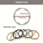 Set of 5 fashion metal clothing ring buckles in various colors