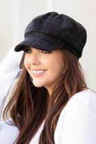 Stylish Aili's Corner fashion newsboy hats for women in black and plaid design for a chic look