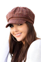 Stylish Aili's Corner fashion newsboy hats for women in brown with plaid pattern, perfect for any outfit