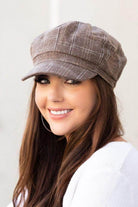 Brown plaid fashion newsboy hats for women featuring a stylish design and comfortable fit