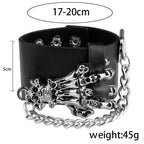 Men's fashion punk rivet bracelets with a skull design and adjustable chain for a stylish look