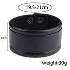 Black fashion punk rivet bracelets for men, adjustable from 19.5 to 21cm for a stylish fit