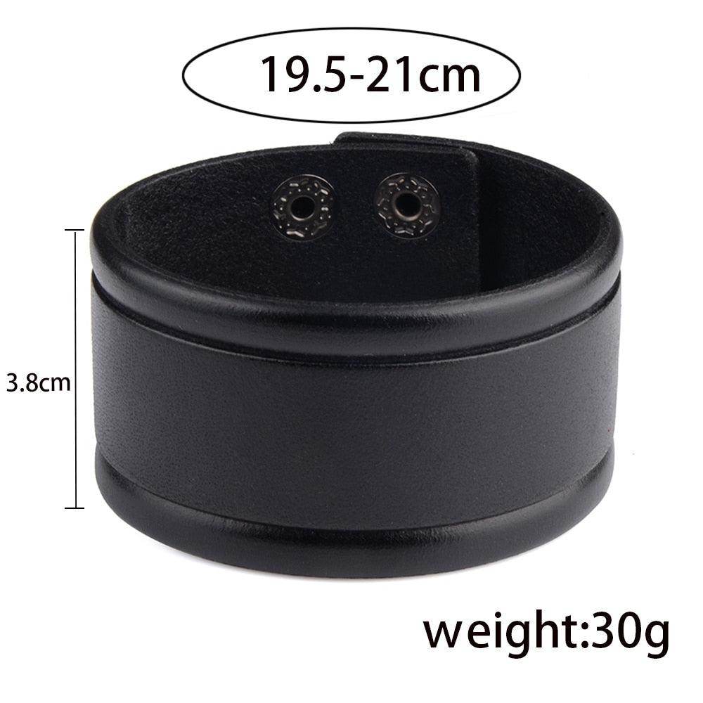 Black fashion punk rivet bracelets for men, adjustable from 19.5 to 21cm for a stylish fit