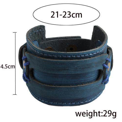VacationGrabs fashion punk rivet bracelets in blue leather with adjustable size and sturdy design