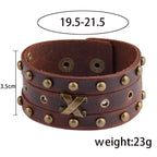 Brown fashion punk rivet bracelets with metal studs, adjustable size for a stylish look
