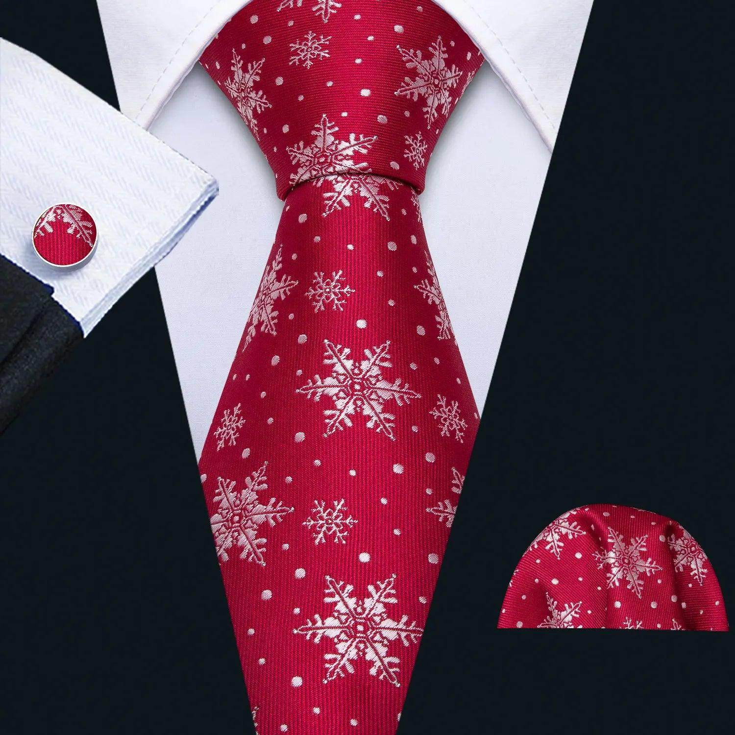 Fashion Red Tie Sets 8.5Cm Silk Jacquard Neckties Wedding - VacationGrabs