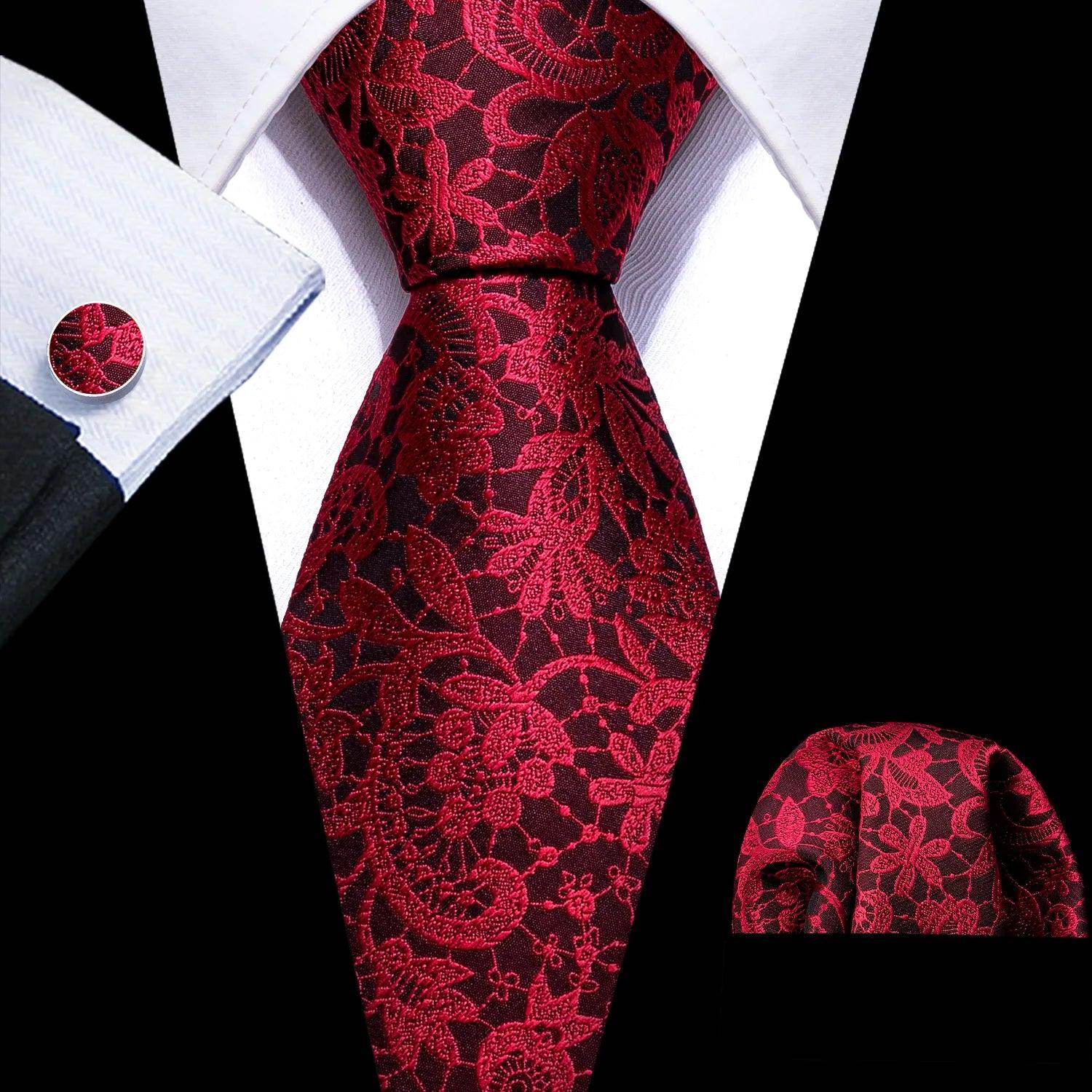 Fashion Red Tie Sets 8.5Cm Silk Jacquard Neckties Wedding - VacationGrabs