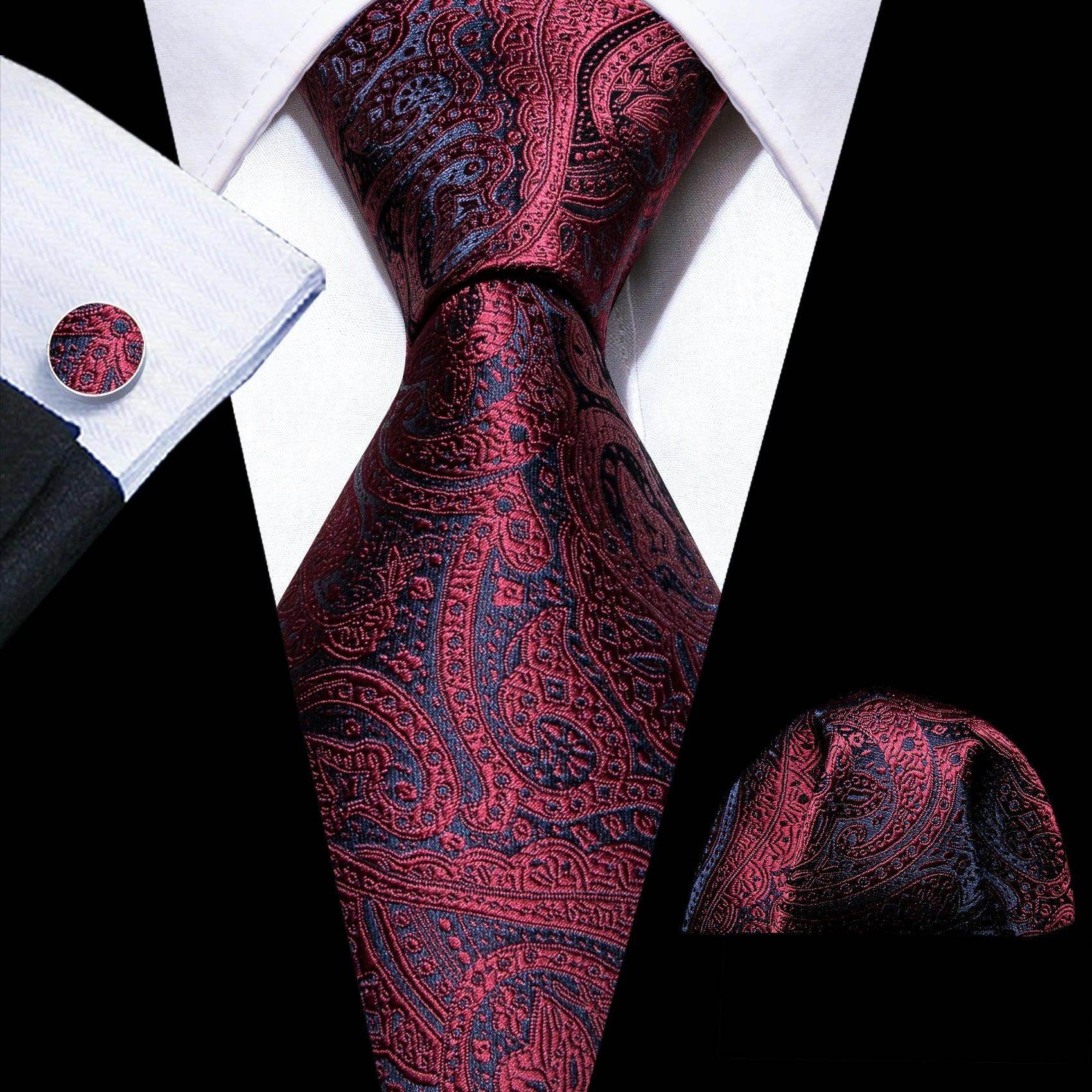 Fashion Red Tie Sets 8.5Cm Silk Jacquard Neckties Wedding - VacationGrabs