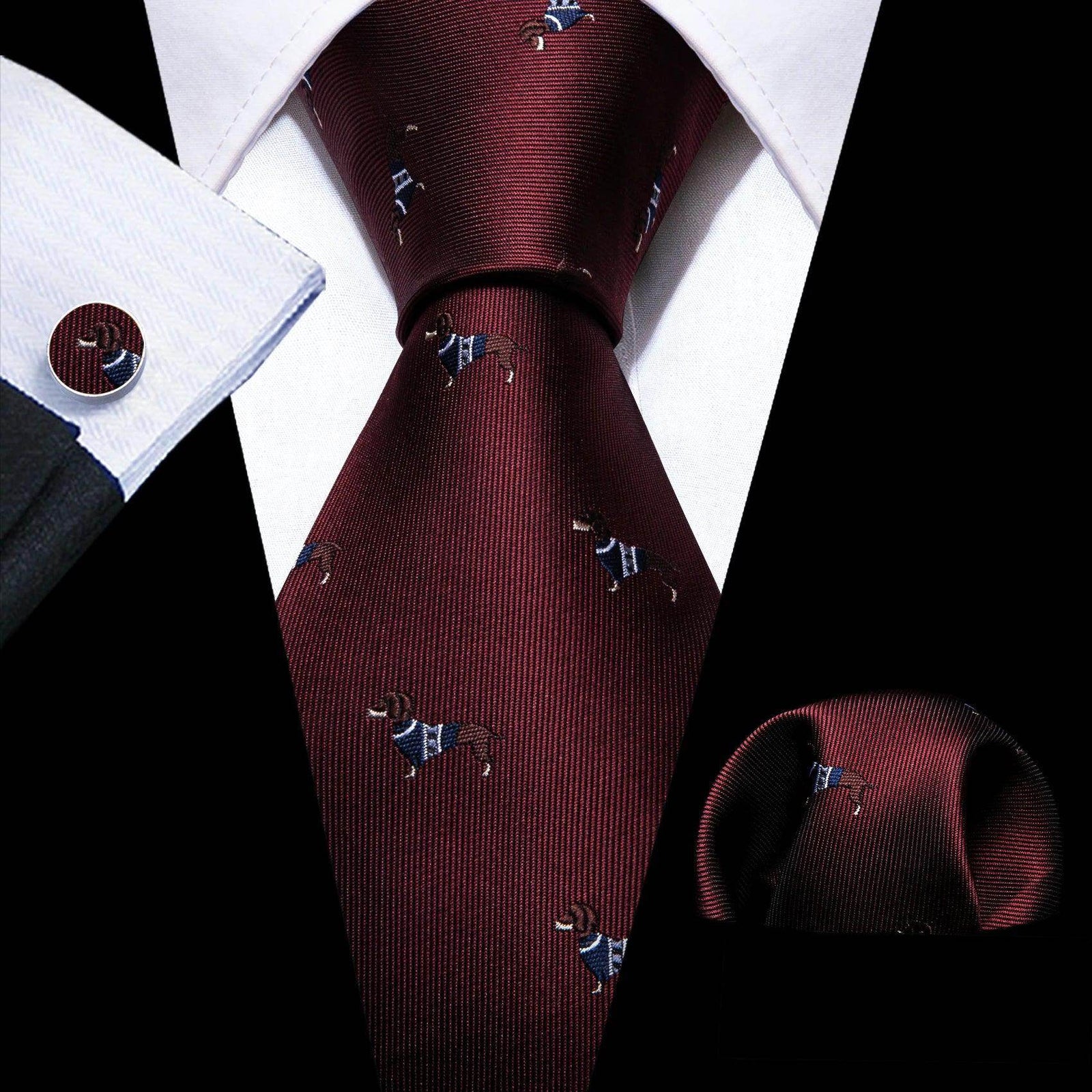 Fashion Red Tie Sets 8.5Cm Silk Jacquard Neckties Wedding - VacationGrabs