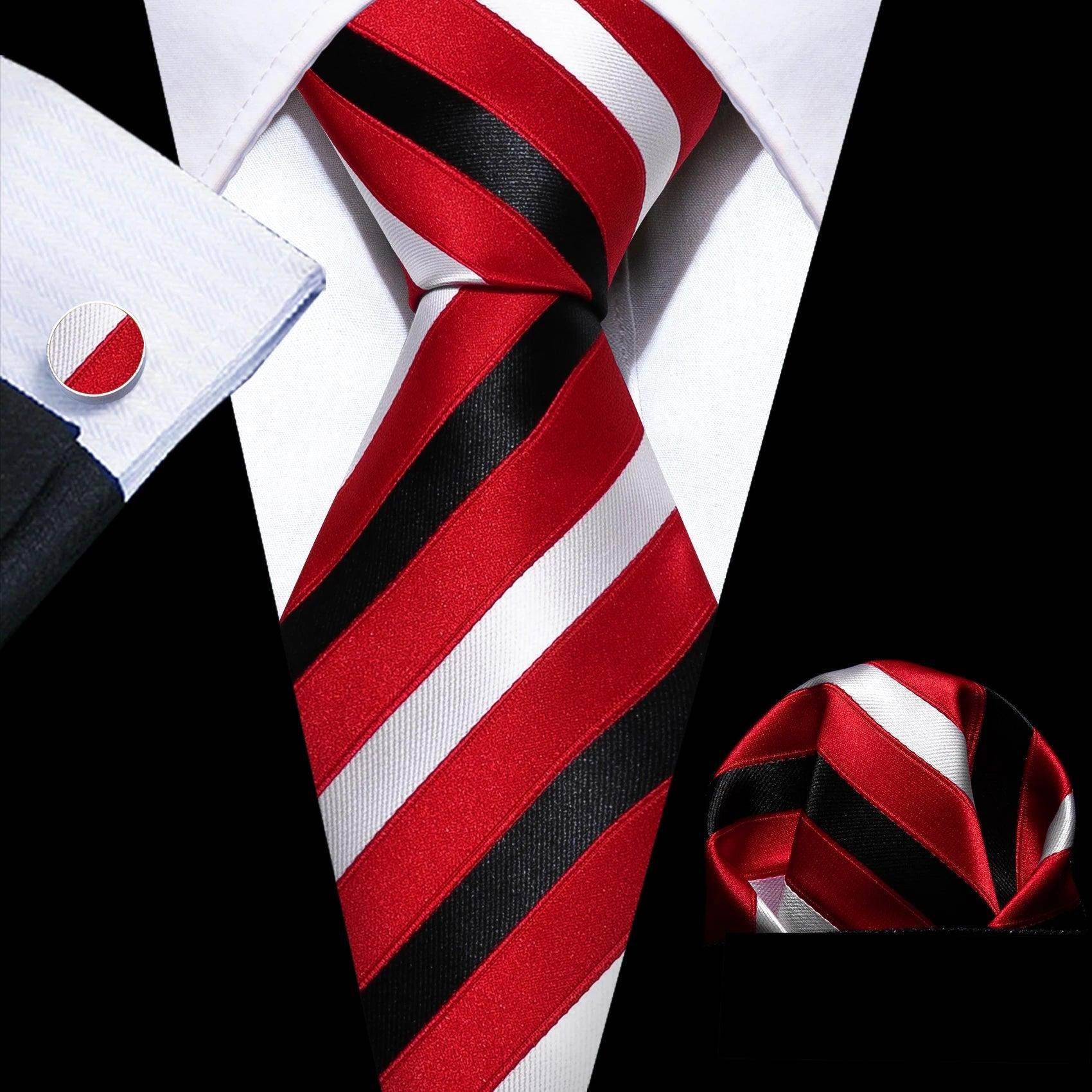Fashion Red Tie Sets 8.5Cm Silk Jacquard Neckties Wedding - VacationGrabs