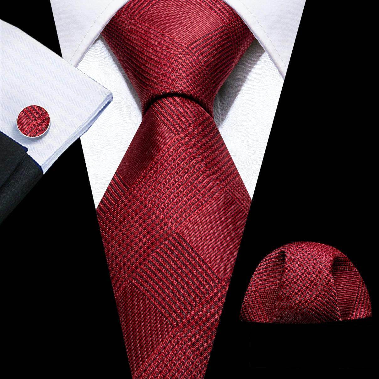 Fashion Red Tie Sets 8.5Cm Silk Jacquard Neckties Wedding - VacationGrabs