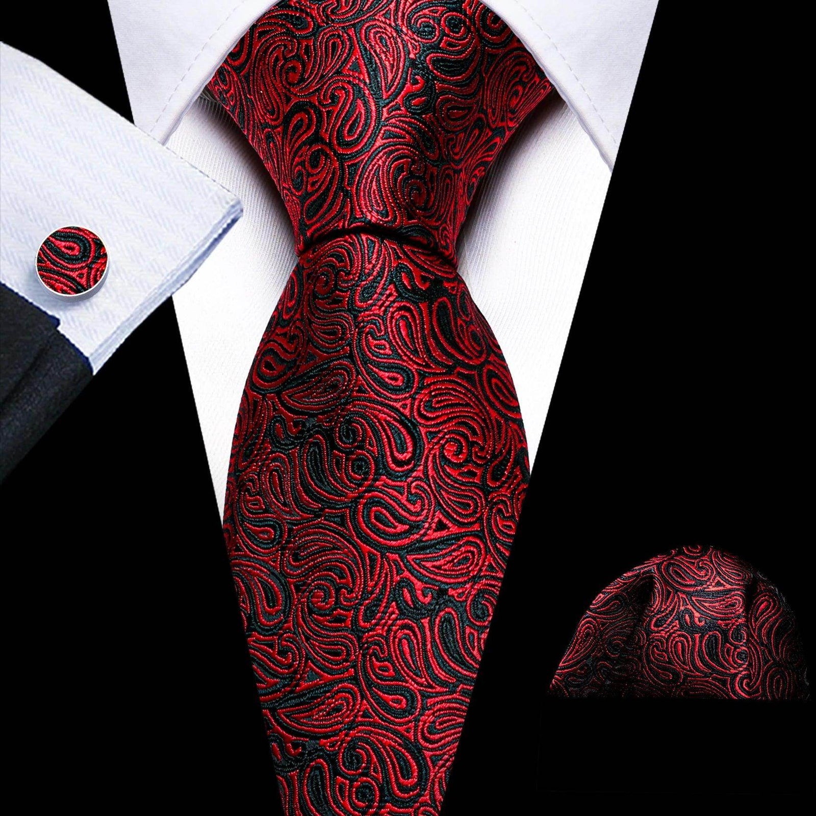Fashion Red Tie Sets 8.5Cm Silk Jacquard Neckties Wedding - VacationGrabs