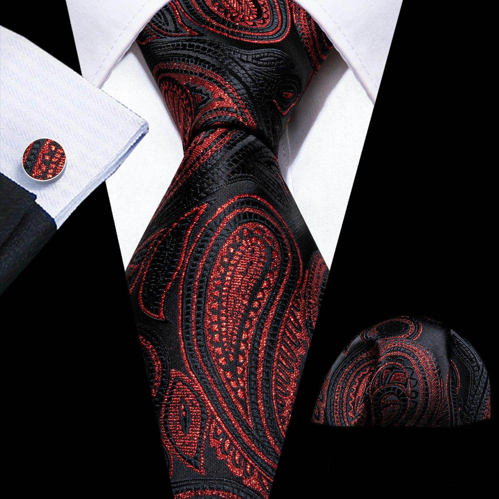 Fashion Red Tie Sets 8.5Cm Silk Jacquard Neckties Wedding - VacationGrabs