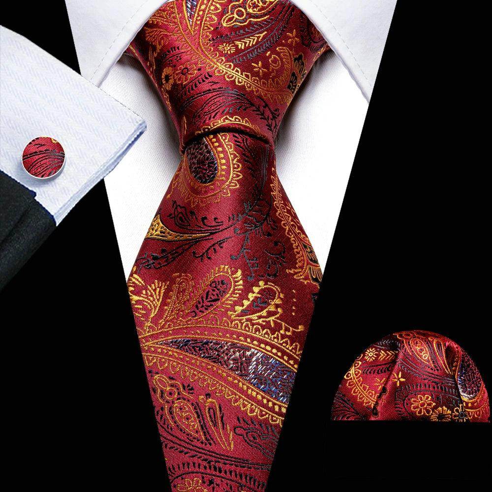 Fashion Red Tie Sets 8.5Cm Silk Jacquard Neckties Wedding - VacationGrabs