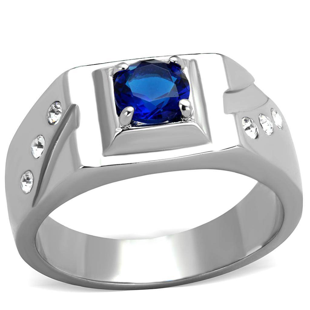 Stylish silver fashion rings for men featuring a blue gemstone and elegant details