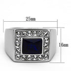 Stylish men's fashion rings for vacation with a blue gemstone and sparkling crystal accents