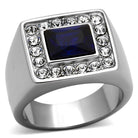 Stylish men's fashion rings for vacation featuring a blue stone and sparkling rhinestones