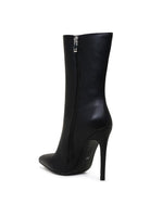 Rag Company fashion stiletto boots for women in sleek black with a pointed toe and side zipper