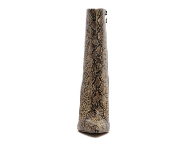 Rag Company fashion stiletto boots for women in stylish snake print design