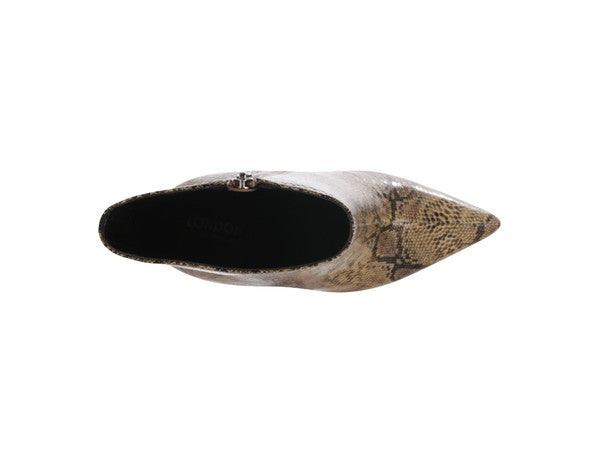 Rag Company fashion stiletto boots for women with a stylish snakeskin pattern and pointed toe design