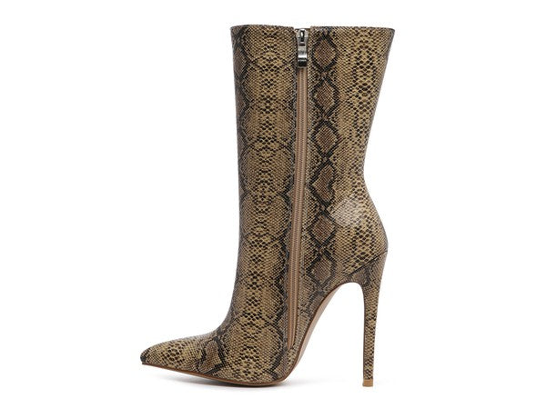Rag Company women's fashion stiletto boots for women in stylish snake print pattern