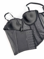 Black fashionable clubwear sequin cami with adjustable straps and hook closure