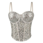 VacationGrabs fashionable clubwear sequin cami with silver sequins and adjustable straps