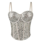 VacationGrabs fashionable clubwear sequin cami with silver sequins and adjustable straps