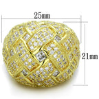 Fashionable gold statement ring with intricate woven design and sparkling rhinestones for a luxurious look