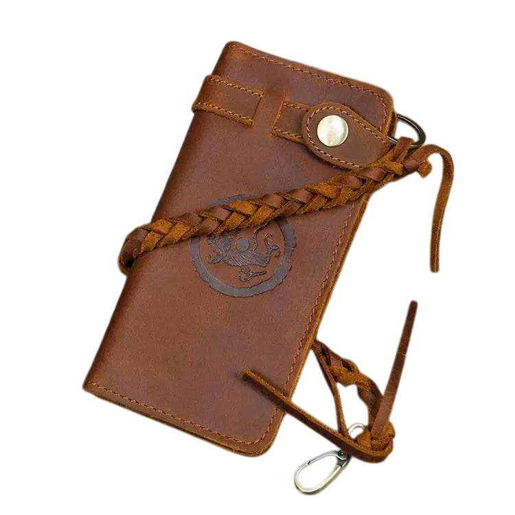 Portefeuille long en cuir à la mode avec sangle tressée et monnaie