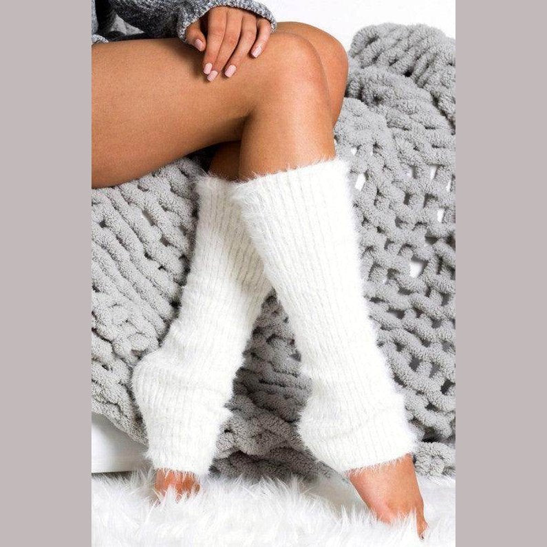 Soft white fashionable leg accessories perfect for adding warmth and style during colder months