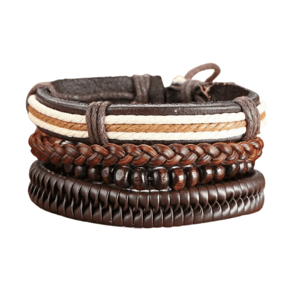 Set of stylish leather wristbands from VacationGrabs, ideal fashionable mens accessories for casual outfits