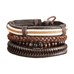 Set of stylish leather wristbands from VacationGrabs, ideal fashionable mens accessories for casual outfits