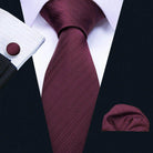 Burgundy fashionable silk tie sets with matching pocket square for stylish men's accessories