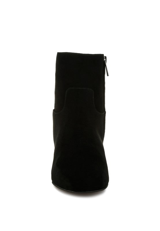 Rag Company fashionable vacation boots in black with a sleek ankle design and side zipper