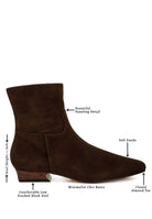 Rag Company fashionable vacation boots in brown suede with minimalist design and stacked block heel