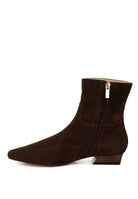 Rag Company fashionable vacation boots in brown suede with a sleek design and zipper closure