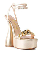 Rag Company fashionable vacation sandals with stylish golden chain and platform heel
