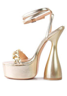 Rag Company fashionable vacation sandals in gold with a trendy platform heel for stylish summer outings