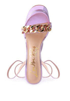 Stylish London Rag women's heels featuring fashionable vacation sandals with gold chain detail