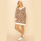 Andante USA Women's Fashionable Vacation Sweater in Leopard Print with V-Neck and Long Sleeves