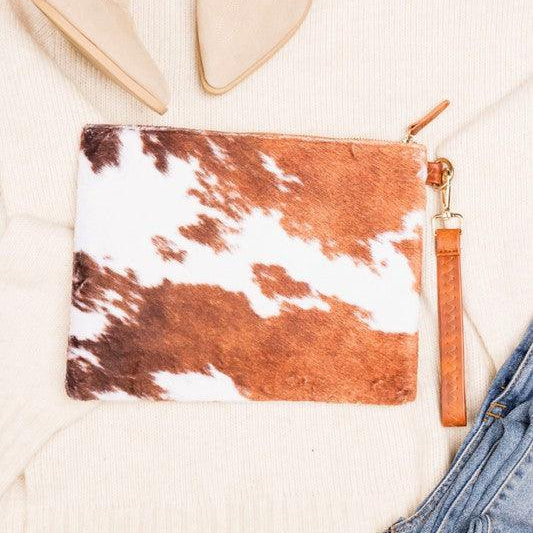 Wallets, Handbags & Accessories Faux Fur Cow Animal Print Clutch