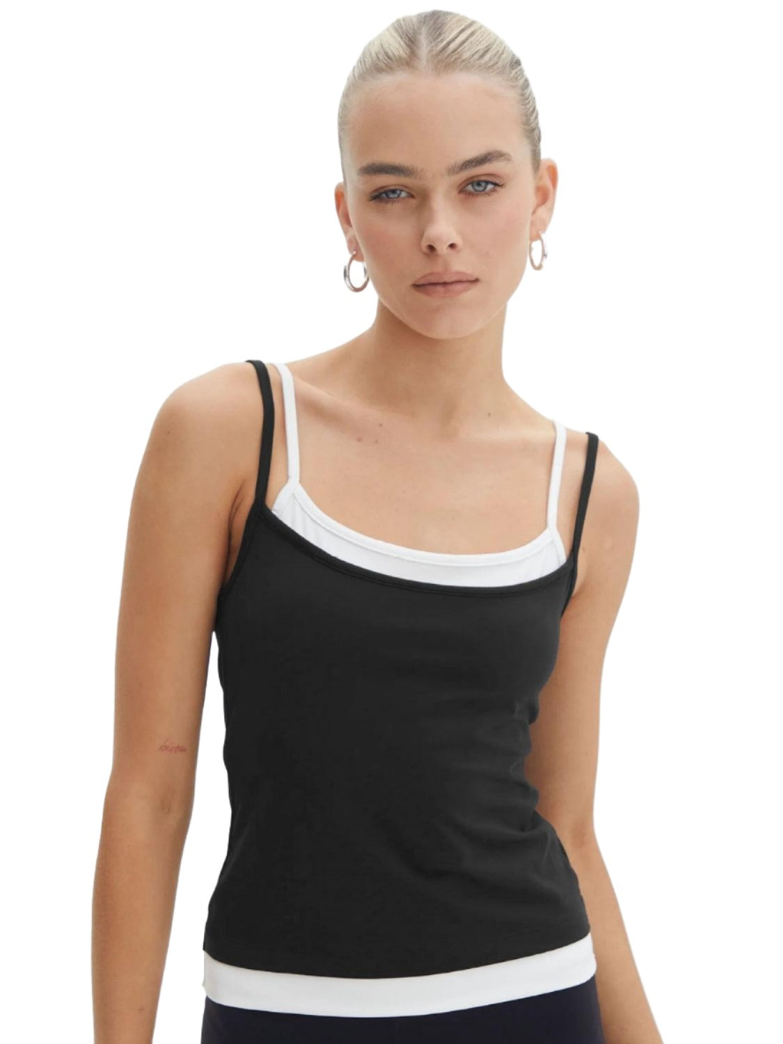 Women's Shirts - Tank Tops Faux Layered Square Neck Cropped Cami